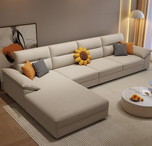 FURNY Bella 5 Seater Fabric LHS L Shape Sofa Set