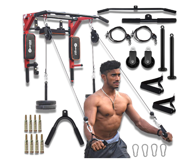 Hashtag FItness gym pulley systems 7in1 wall mount pull up bar