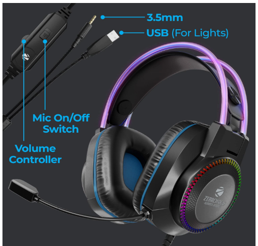 Zebronics Jet PRO Premium Wired Gaming On Ear Headphone