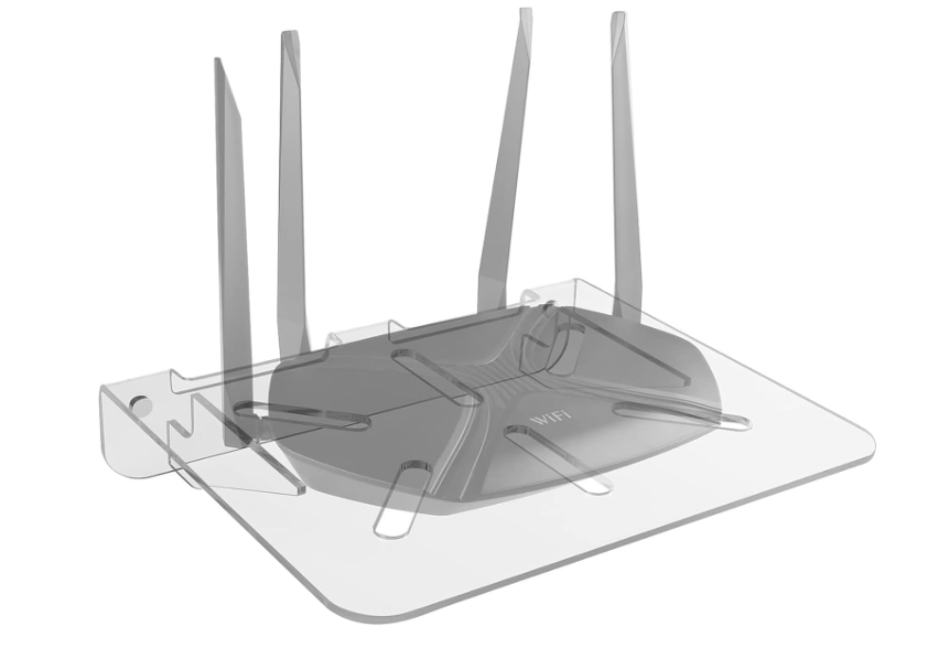 Acrylic WiFi Internet Router Wall Mount Holder Stand Storage Floating Shelf (Router Angular Stand)
