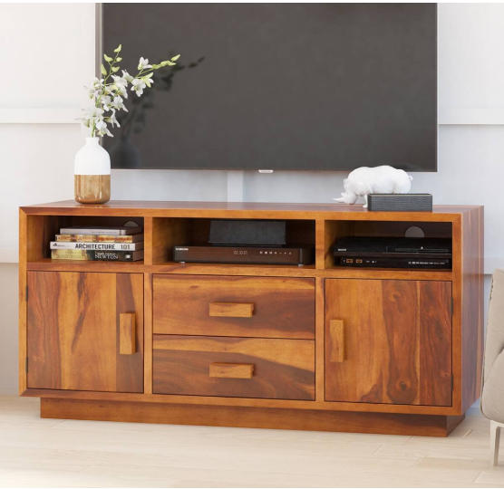 WoodMarwar Solid Sheesham Wood Entertainment Tv Unit