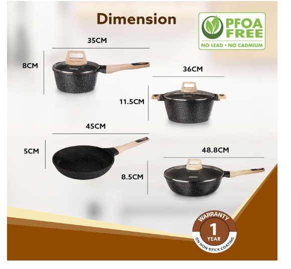 AGARO Imperial Granite Non Stick Cookware Set