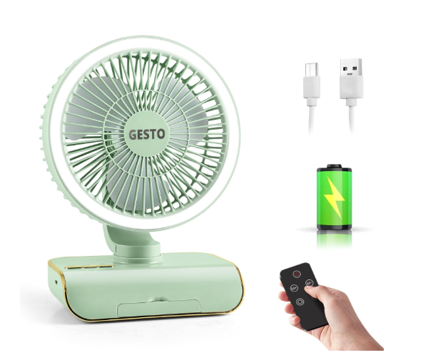 Gesto 8 Inch High Speed Rechargeable Table Fan for Home 