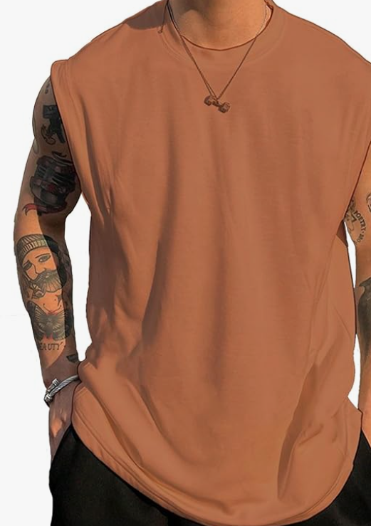 BRIELLE Men's Polycotton Tank Tops Sleeveless Round Neck