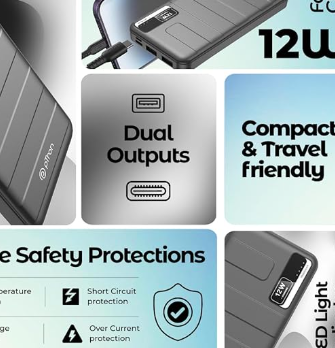 pTron Dynamo Nitro 10000mAh 12W Power Bank, Dua