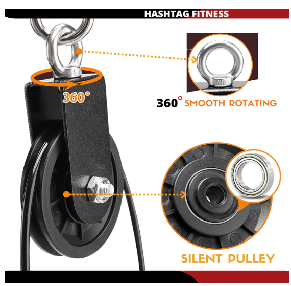 Hashtag FItness gym pulley systems 7in1 wall mount pull up bar